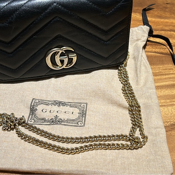 Gucci GG Marmont Chain Flap Bag Matelasse Leather Mini - Picture 7 of 13